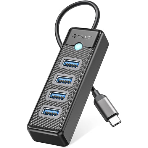 Orico Hub Usb Da Type-C A Usb-A 3.0 A 4 Porte, Ultra Sottile, Nero