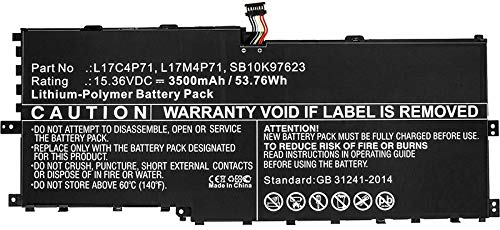 Coreparts Laptop Battery For Lenovo 54Wh Li-Pol 15.36V 3500Mah, L17C4P71, L17M4P71, Sb10K97623, Sb1 (54Wh Li-Pol 15.36V 3500Mah Black, Thinkpad X1 Yog