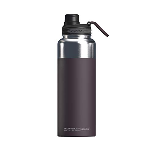 Asobu Bpa Free Mighty 40 Oz Flask Water Bottle Made Of Stainless Steel With Easy Grip Handle And Easy Access Spout Stays Hot/Cold For 12/24 Hours (Bur