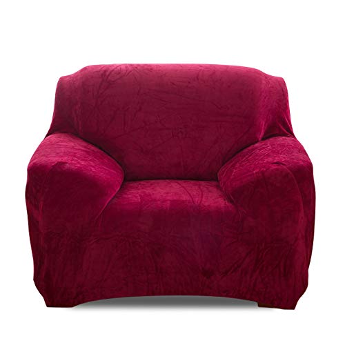 Petcute Copripoltrona Elastico Copridivano Spessi Fodera Poltrona In Velluto Copri Poltrona Singola Elasticizzati Vino Rosso