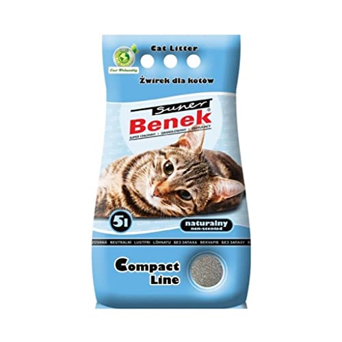Super Benek Lettiera Per Gatti In Argilla Bentonite Ultra Agglomerante Naturale, 5 Litri