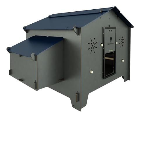 Pollaio Grande Per 20 Galline Ovaiole Polly Chalet 4Xl Grey Con 4 Posatoi 4 Posti Nido Esterni Porta Sicura Anti-Predatore (Manuale) Anti Acaro Rosso 