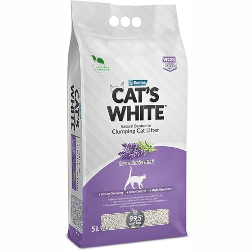 Cat'S White Lettiera Agglomerante Profumata Alla Lavanda Per Gatti Lettiera Cattura Odore Per Gatti E Gattini 5L