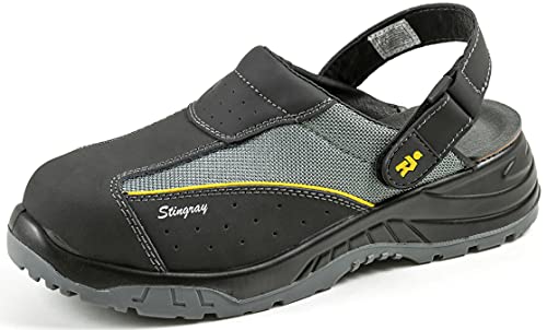 Euroroutier Stingray Black Leather, Zoccoli Scarpe Antinfortunistiche Certificate Ce En Iso Sb+A+E+Fo+Src (Numeric_40)