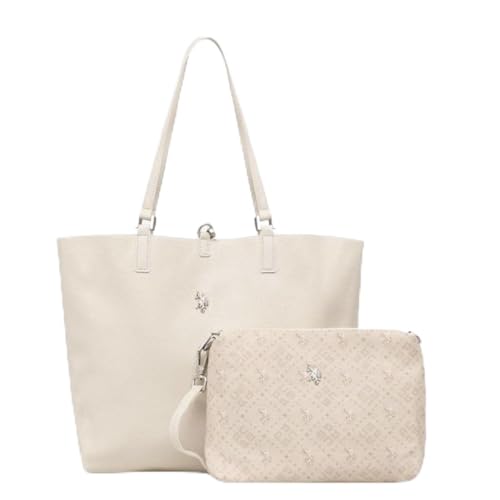 U.S. Polo Assn. Borsa Donna Shopping Bag Reversibile Crema Borsa Donna A Spalla Off White 3 Borse In 1 Borsetta A Tracolla