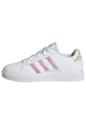 Adidas Grand Court Lifestyle Lace Tennis Shoes, Scarpe, Cloud White/Iridescent/Cloud White, 39 1/3 Eu