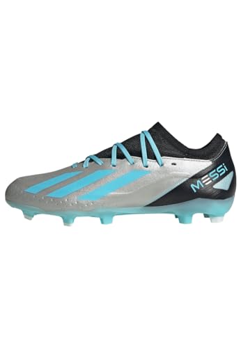 Adidas X Crazyfast Messi.3 Firm Ground Boots, Scarpe Da Calcio Unisex-Adulto, Silver Met./Bliss Blue/Core Black, 44 Eu