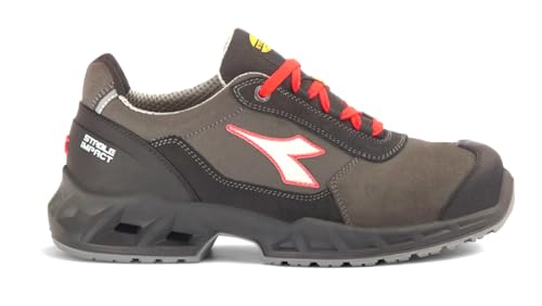 Utility Diadora Scarpa Shark Stab Imp Leat Low S3 Src Esd Nero Rosso Fluo 40Ù