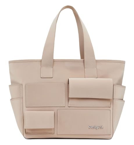 Desigual Bag, Borsa Shopping Pu Accessori Donna, Bianco, One Size