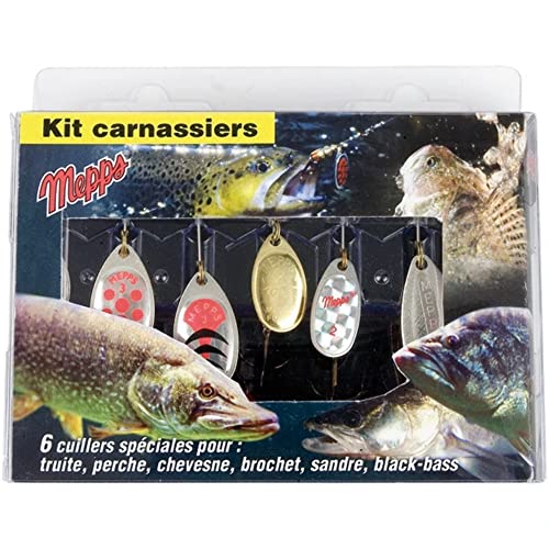 Mepps Piroettante Kit Trota Luccio, Pesce Persico Esca Confezioni Selezioni Cometa Aglia Lusox Nero Fury Xd Pesciolino (Predatore Pacco)