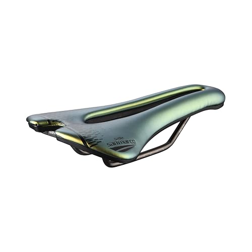 Selle San Marco Aspide Short Racing - Sella Bicicletta Strada, Leggera, Foro Anatomico, Telaio Resistente In Xsilite - Taglia S3, Iridescent Gold