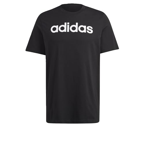 Adidas Essentials Single Jersey Linear Embroidered Logo Short Sleeve T-Shirt, Maglietta Uomo, Nero, M