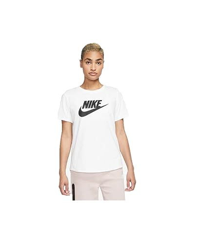 Nike Dx7906-100 W Nsw Tee Essntl Icn Ftra T-Shirt Donna White/Black/Black Taglia S