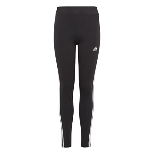 Adidas Essentials 3-Stripes Leggings, Black/White, 140