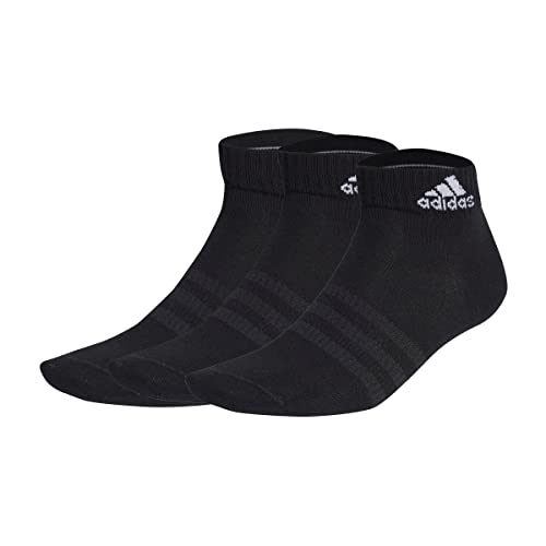 Adidas Thin And Light Ankle Socks 3 Pairs, Calzini Alla Caviglia Unisex - Adulto, Black/White, 45-48