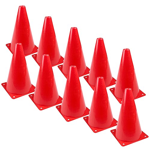 Fousenuk 10 Pezzi Coni Stradali 18Cm, Cono Di Traffico In Plastica, Coni Di Marcatori, Coni Di Segnalazione, Conetti Segnaletici Per Allenamento Di Ca