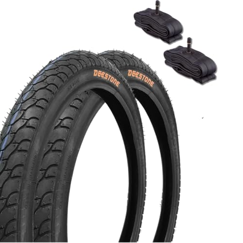 2 Copertoni 16 X 1.75 (44-305) + 2 Camera D'Aria Schrader Neri Deestone America City Bike Bicicletta Bambino