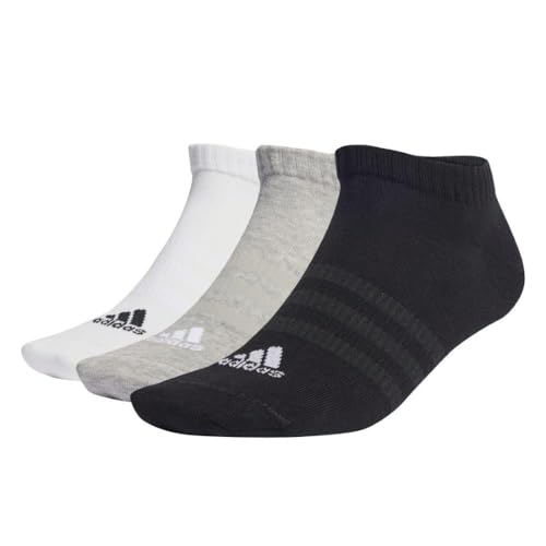 Adidas Thin And Light Sportswear Low-Cut Socks 3 Pairs, Calzini Bassi Unisex - Adulto, Medium Grey Heather/White/Black, 48-51