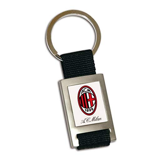 Giemme Articoli Promozionali - Portachiavi Stoffa Metallo Milan Prodotto Ufficiale Idea Regalo Calcio