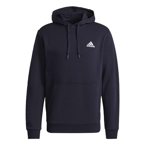 Adidas Essentials Fleece Hoodie Felpa Con Cappuccio, Legend Ink/White, S Uomo