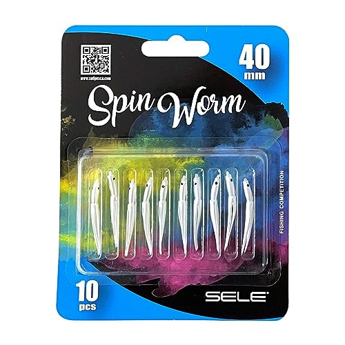 Sele Spin Worm 40Mm Colore Blu E Bianco - Confezione Da 10 Worms