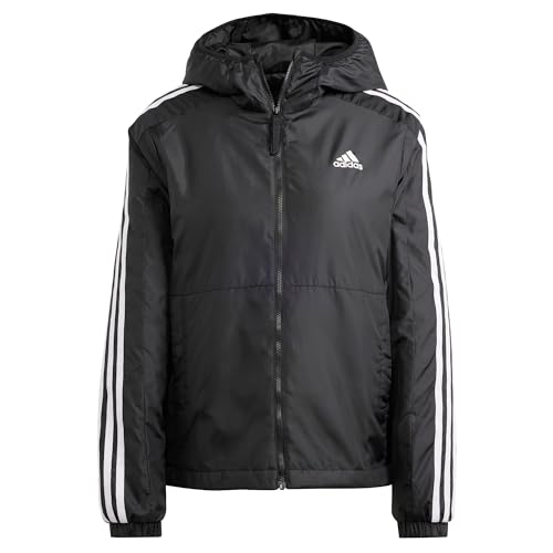 Adidas Donna Essentials 3-Stripes Insulated Hooded Jacket, Black, S