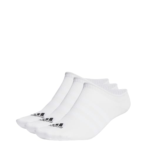Adidas Thin And Light No-Show Socks 3 Pairs, Calzini Invisibli Unisex - Adulto, White/Black, 45-48