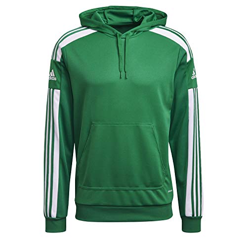 Adidas Squadra 21 Hoodie, Felpa Sportiva Con Cappuccio Uomo, Team Green/White, L