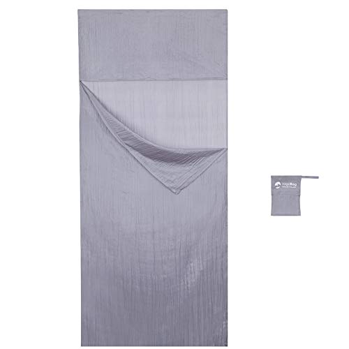 Vagabag Lenzuolo Sacco A Pelo E Sacco A Pelo Estivo - Leggero - 100% Seta Naturale - Campeggio E Viaggio (Grigio Perla, Xl 1 Pers. 85X220 Cm)