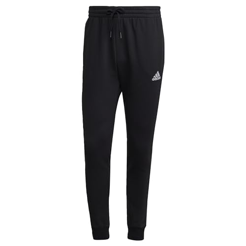 Adidas Uomo Essentials Fleece Regular Tapered Pants, Black/White, M