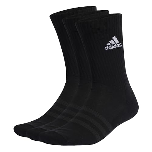Adidas, Cushioned 3-Pack Crew Sokken, Calzini, Nero Bianco, 34, Unisex-Bambino