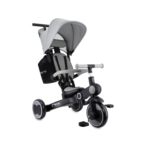 Triciclo Per Bambini Momi 4In1 Solivia Con Manubrio Telescopico, Cinture Di Sicurezza A 5 Punti, Per Bambini A Partire Da 12 Mesi, Con Capottina Paras