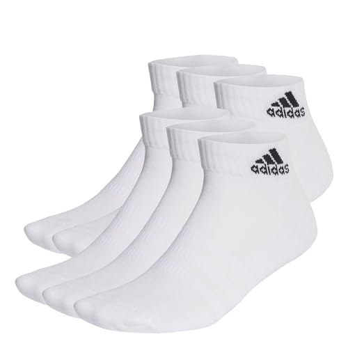 Adidas Unisex - Adulto Cushioned Sportswear Ankle Socks 6 Pairs, White/Black, 40-42