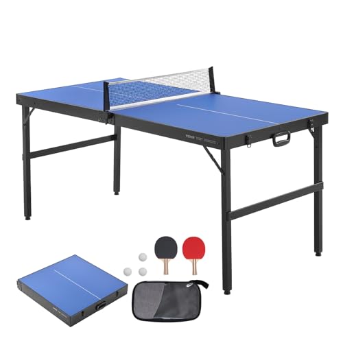 Vevor Tavolo Da Ping Pong, Taglia Media, Set Da Tavolo Da Ping Pong Completo Portatile Pieghevole Per Interni, Con Rete, 2 Racchette, 3 Palline, Borsa