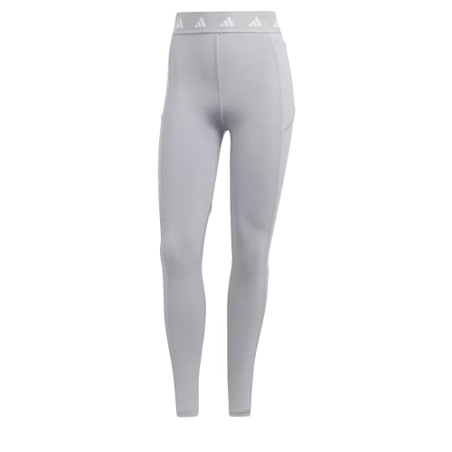Adidas Techfit Stash Pocket Full-Length Leggings, Medium Grey Heather / White, Xxs Donna