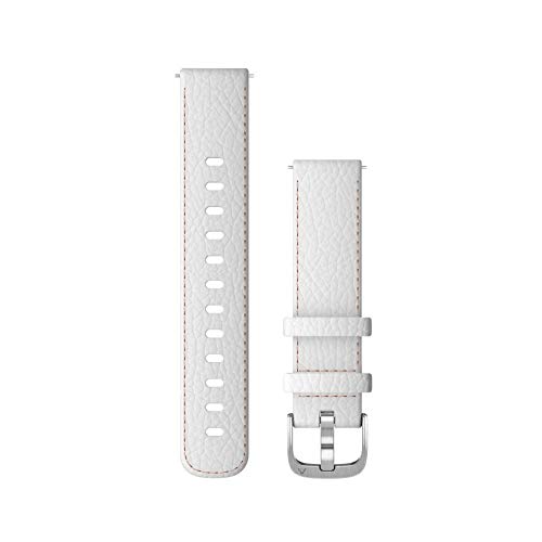 Cinturino Originale Garmin, 18Mm, Sgancio Rapido, Pelle, White & Silver