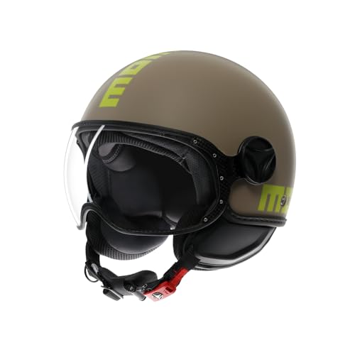 Momodesign - Fgtr Classic E2206, Casco Jet, Casco Aperto Per Moto E Scooter, Per Uomo E Donna, Sabbia Opaco/Lime, Xl