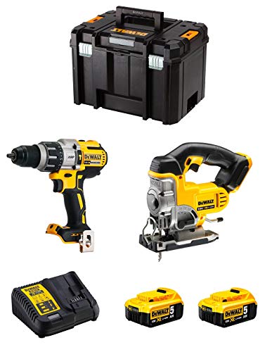 Dewalt Kit Dwk213 (Trapano A Percussione Dcd996 + Seghetto Alternativo Dcs331 + 2 Batterie 5,0 Ah + Caricabatterie + Tstak Vi)
