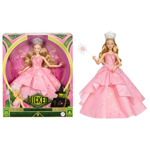 Mattel Wicked Glinda, Bambola Deluxe Snodata E Accessori Tra Cui Corona E Scettro, Look Ispirato Al Film, Hxy37