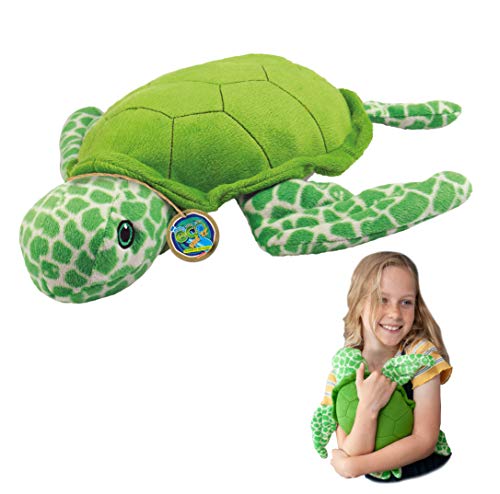 Ecobuddiez - Tartaruga Marina Di Deluxebase. Morbido Peluche Di 37Cm Realizzato Con Bottiglie Di Plastica Riciclate. Adorabile Regalo Ecologico Per Ba
