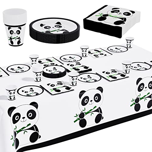 Panda Feste Stoviglie,Decorazione Per Feste A Tema Panda 61Pcs,Panda Compleanno Stoviglie,Panda Carta Tazza,Panda Tavola Decorazioni,Panda Carta Piatt