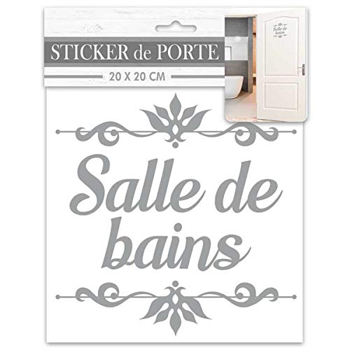 Les Trésors De Lily [R2095 – Adesivo Porta 'Bagno' Grigio – 20 X 20 Cm