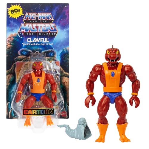 Masters Of The Universe Origins - Clawful Collezione Cartoon, Action Figure Articolata Alta 14+ Cm, Con Imbracatura Rimovibile E Corno Del Male Inclus