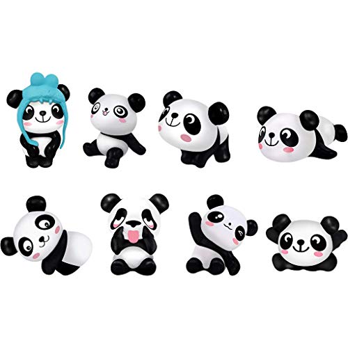 Panda Figurine,8 Pezzi Animal Action Figures Decorazioni Torte Topper Statuette A Forma Di Panda Per Bambini Festa Favori Divertimento Ufficio Casa De
