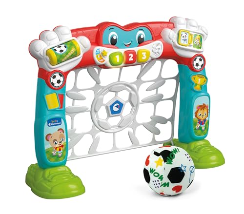 Clementoni Baby Tira E Segna Goleador - Porta Calcio Per Bambini Con Pallone, Centro Attività Parlante, Gioco Educativo E Interattivo (In Italiano E I