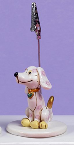 Paben 12 Pz Clip Memo Segnaposto Portafoto Cagnolino Rosa Bomboniera Comunione Cresima In Resina