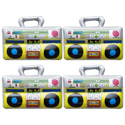 Eupsiiu 4 Pezzi Radio Boom Box, Gonfiabile Ghetto Blaster, Gonfiabile Altoparlante, Vecchia Scuola Anni '80 Anni '90, Accessorio Per Costumi Di Carnev