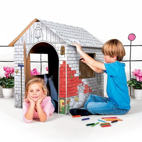 Casetta Della Fattoria Farm House In Cartone Da Colorare Gioco Laboratorio Metodo Montessori 100% Ecologico E Riciclabile | Greencity Villaggio Di Car