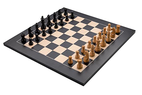 Engelhart - 170492 - Scacchiera In Legno Di Acero 50X50 Cm Con Figure Di Scacchi (50 Cm, Nero)