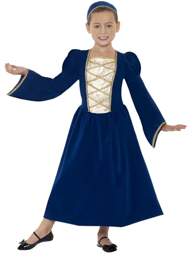 Smiffys Costume Da Bambina In Stile Principessa Tudor, Royal Blue, Vestito E Bandana